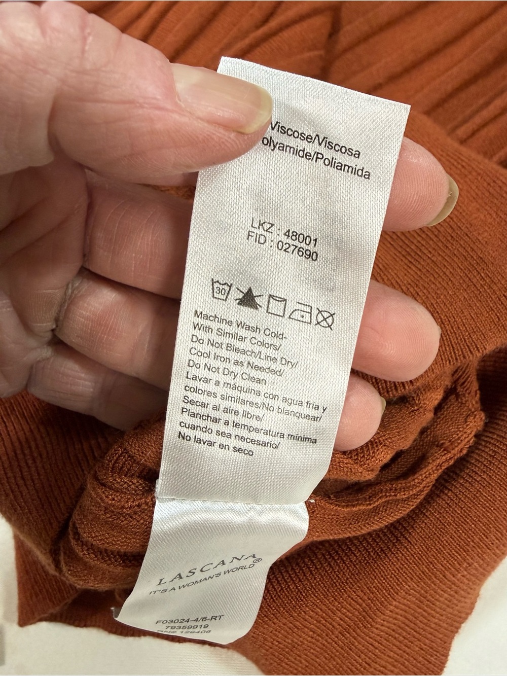 LASCANA Rust Ribbed Short Sleeve Sweater size 6 - Picture 11 of 13
